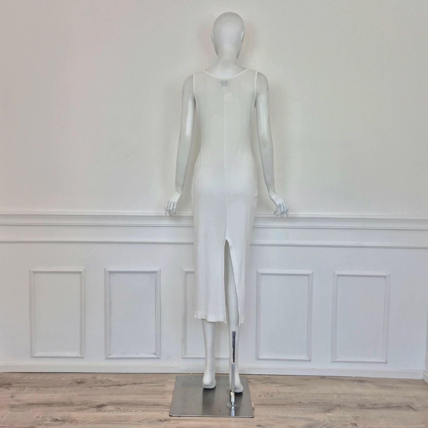 Dries Van Noten | Abito bianco in maglina bianca a costine