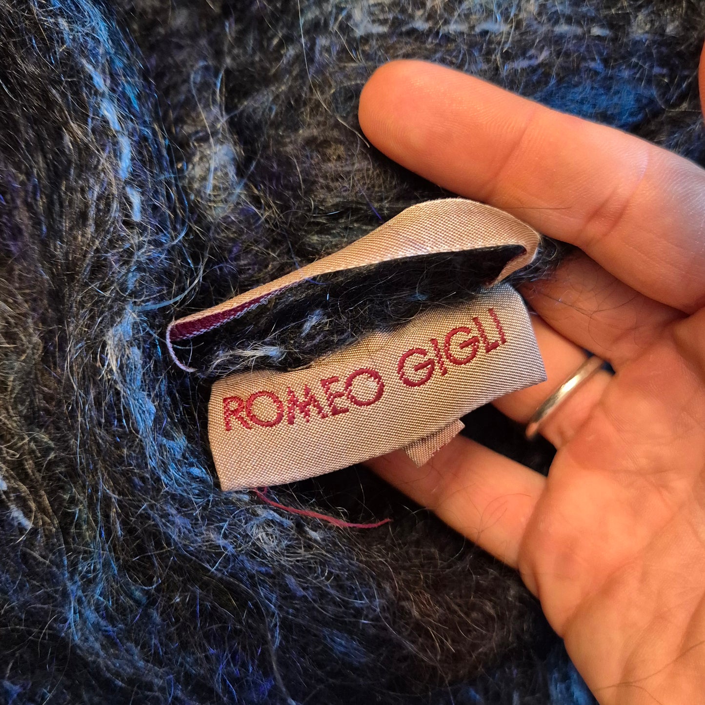 Romeo Gigli - Cappottino sfoderato lana e mohair blu 1994