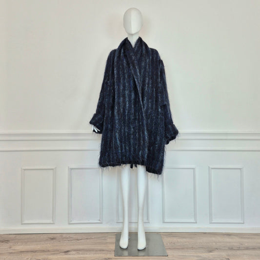 Romeo Gigli - Cappottino sfoderato lana e mohair blu 1994