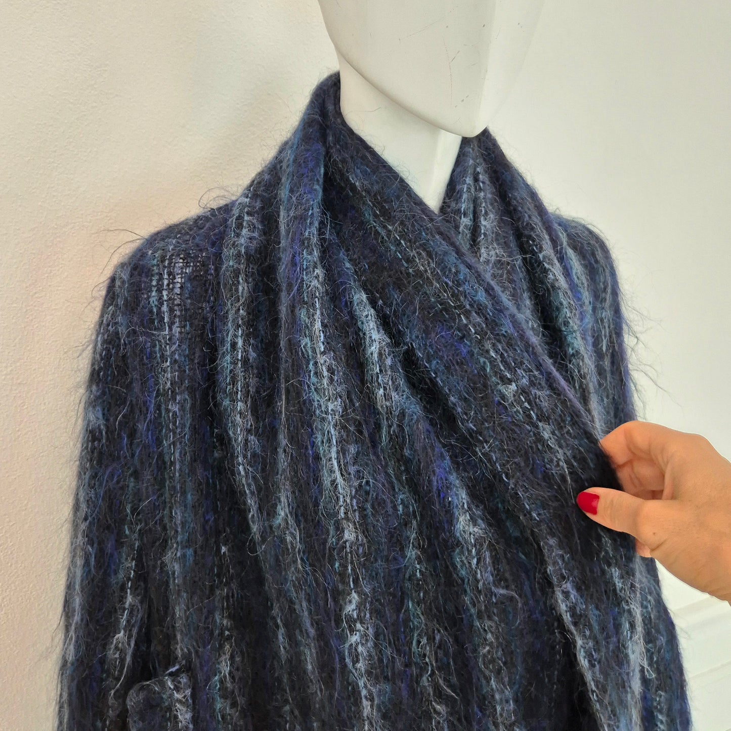 Romeo Gigli - Cappottino sfoderato lana e mohair blu 1994