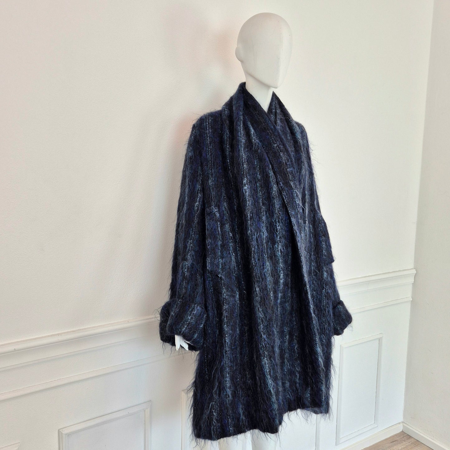 Romeo Gigli - Cappottino sfoderato lana e mohair blu 1994