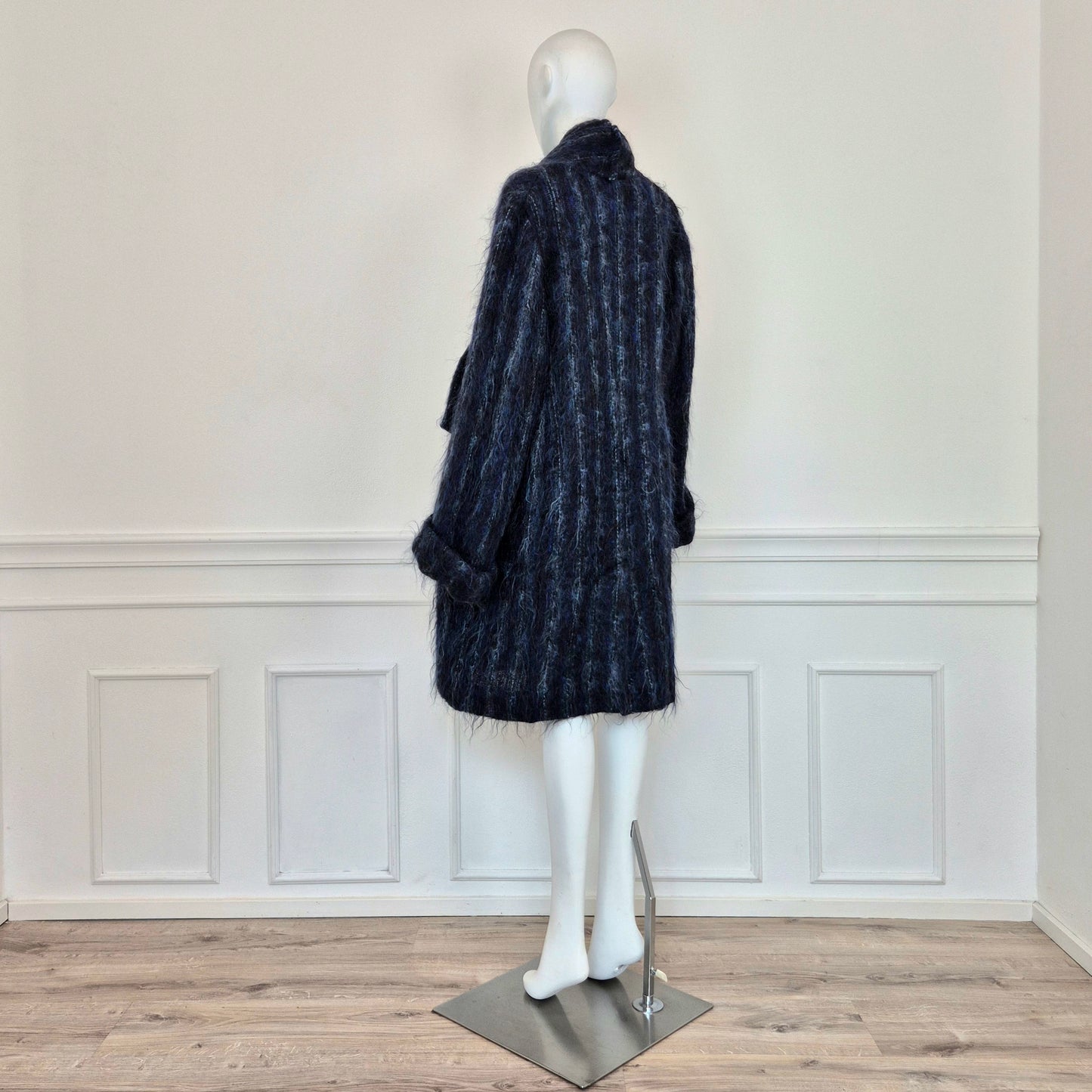Romeo Gigli - Cappottino sfoderato lana e mohair blu 1994