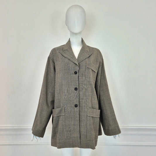 Romeo Gigli | Giacca oversize fresco lana righe 1996