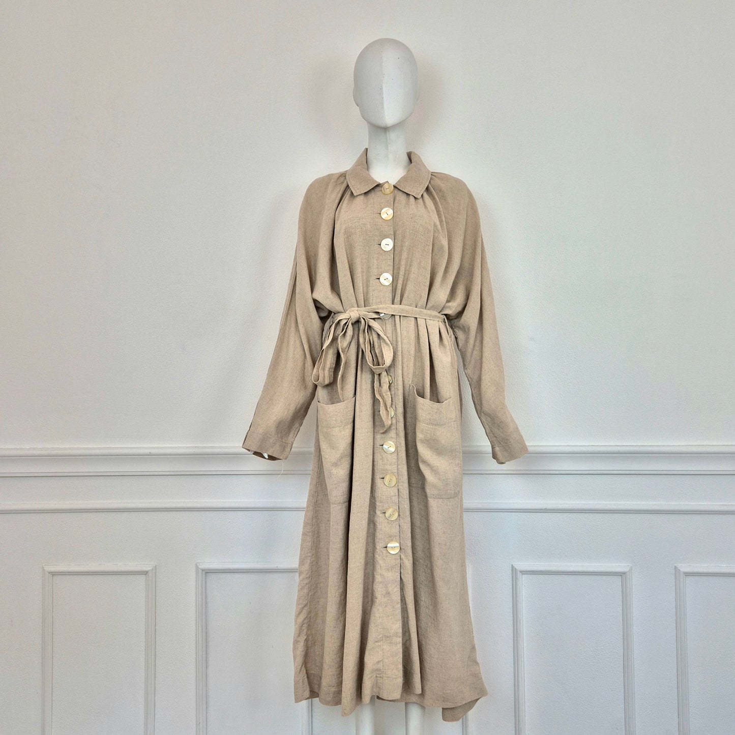 Free People | Spolverino beige lungo bottoni madreperla