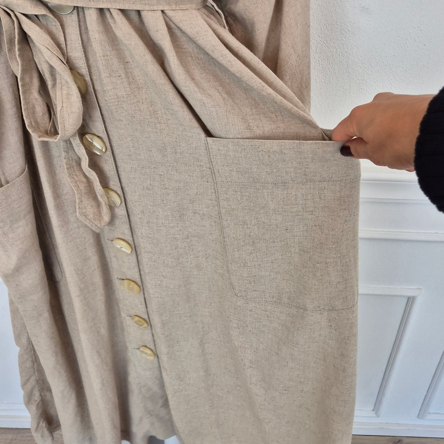 Free People | Spolverino beige lungo bottoni madreperla