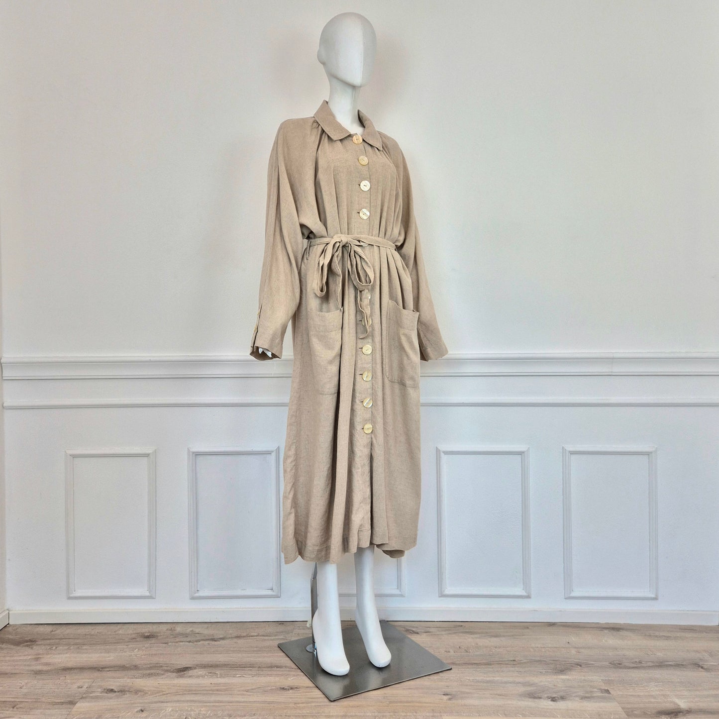 Free People | Spolverino beige lungo bottoni madreperla