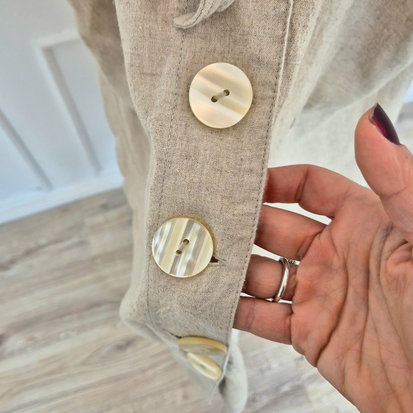 Free People | Spolverino beige lungo bottoni madreperla