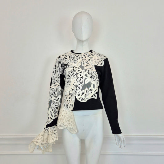 Gianfranco Ferré | Top in lana con inserti in pizzo fw 1988
