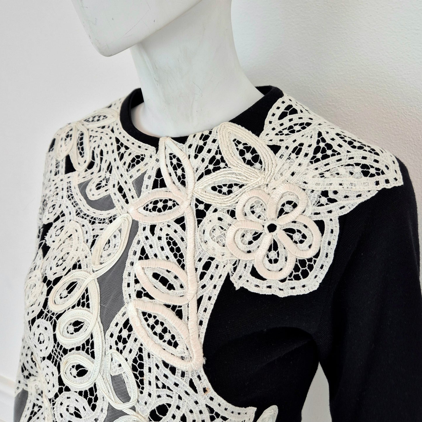 Gianfranco Ferré | Top in lana con inserti in pizzo fw 1988