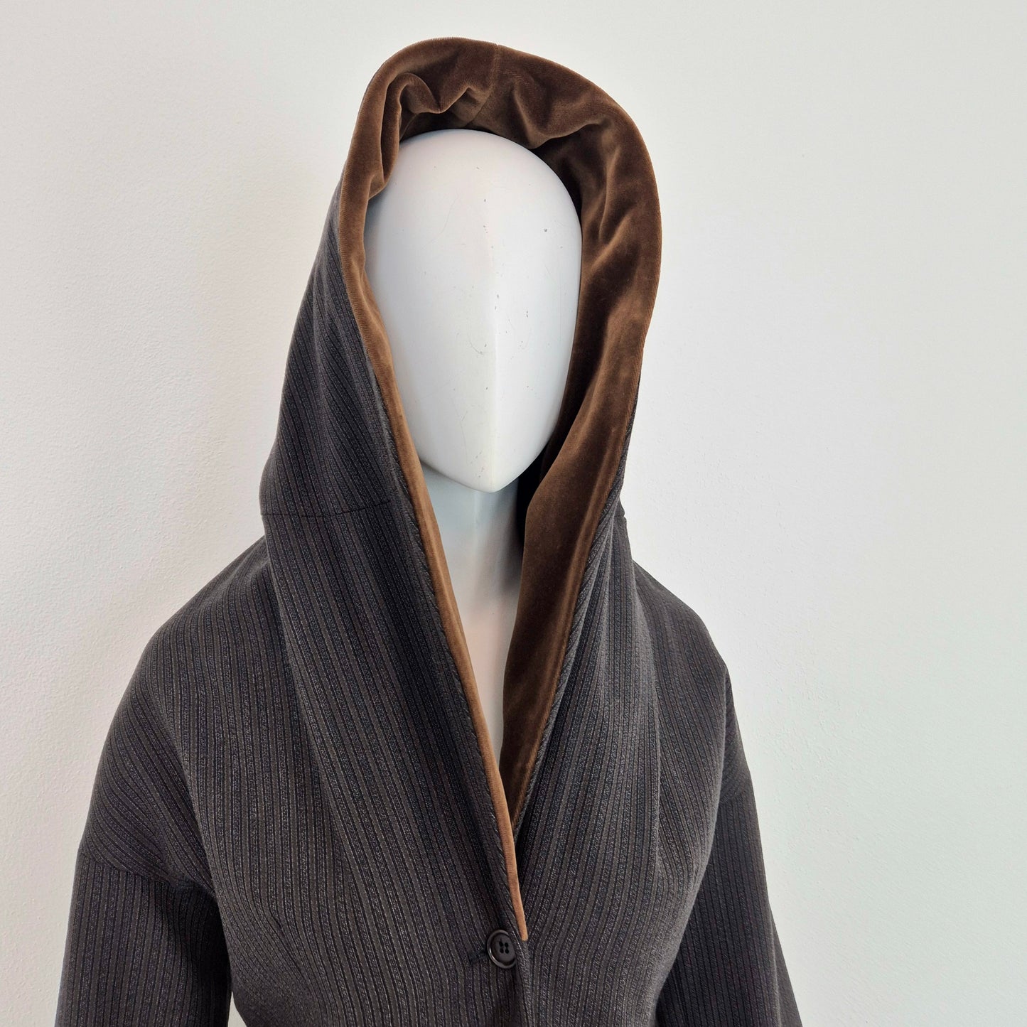 Romeo Gigli | Giacca in lana con collo in velluto marrone 1989