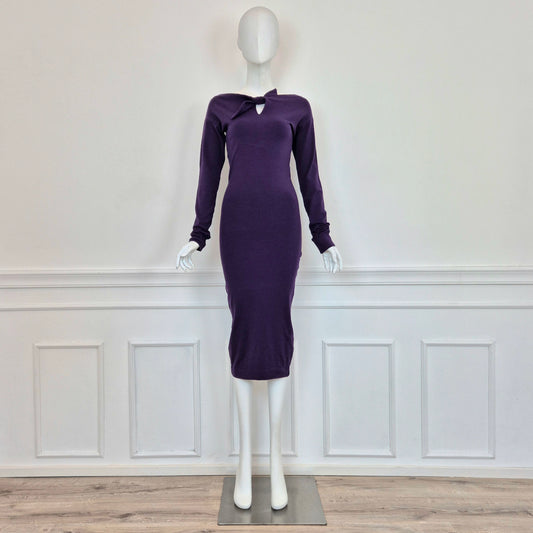 Romeo Gigli | Abito lungo viola con fiocco centrale