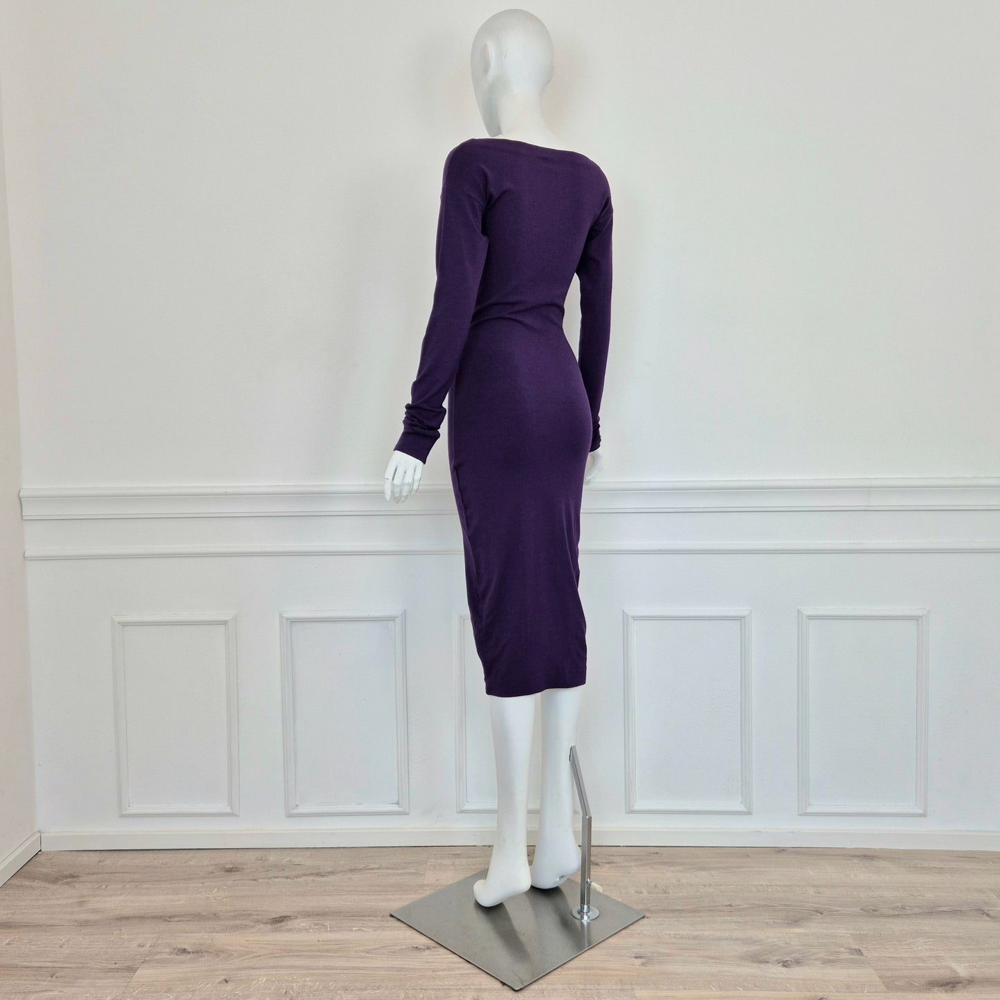 Romeo Gigli | Abito lungo viola con fiocco centrale