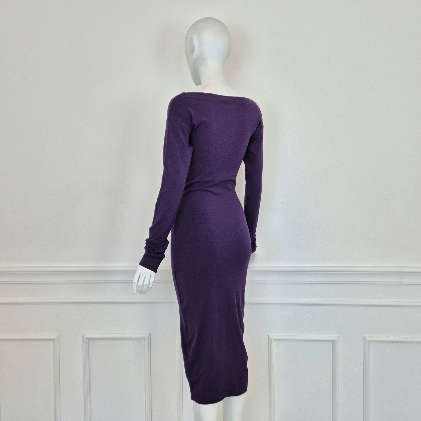 Romeo Gigli | Abito lungo viola con fiocco centrale