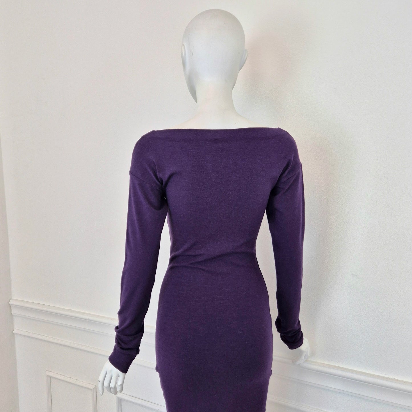 Romeo Gigli | Abito lungo viola con fiocco centrale