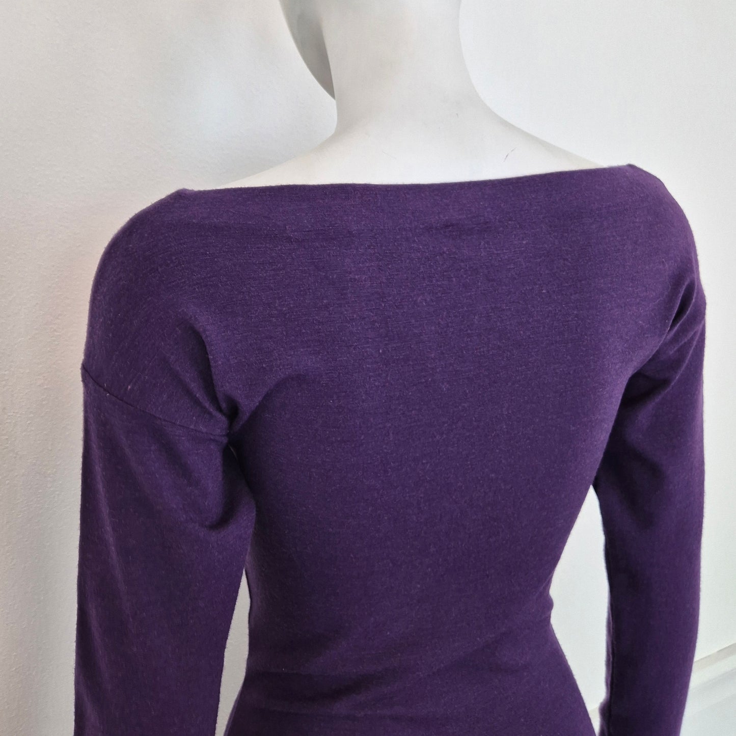 Romeo Gigli | Abito lungo viola con fiocco centrale