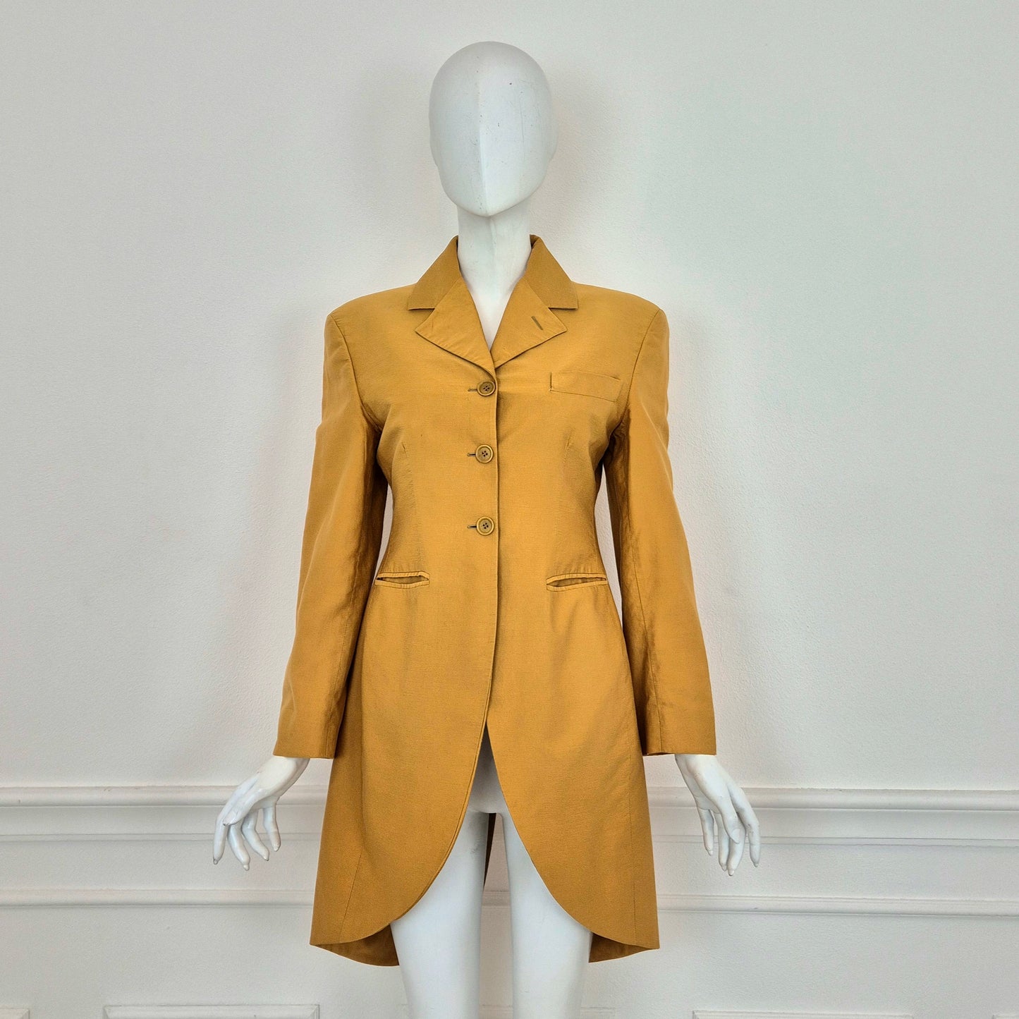 Romeo Gigli | Giacca lunga cotone zafferano 1990