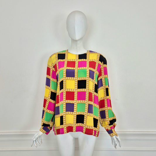 Celine | Blusa in seta stampa catene