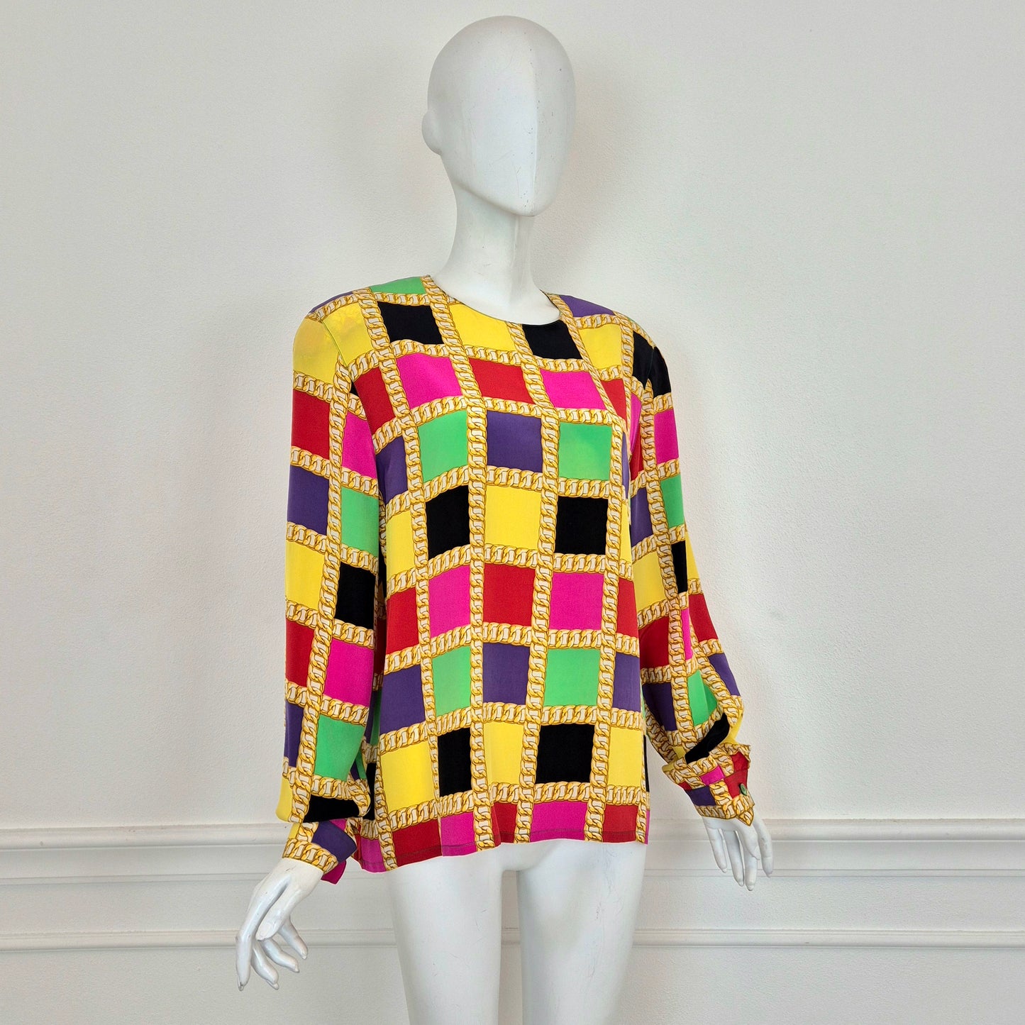 Celine | Blusa in seta stampa catene