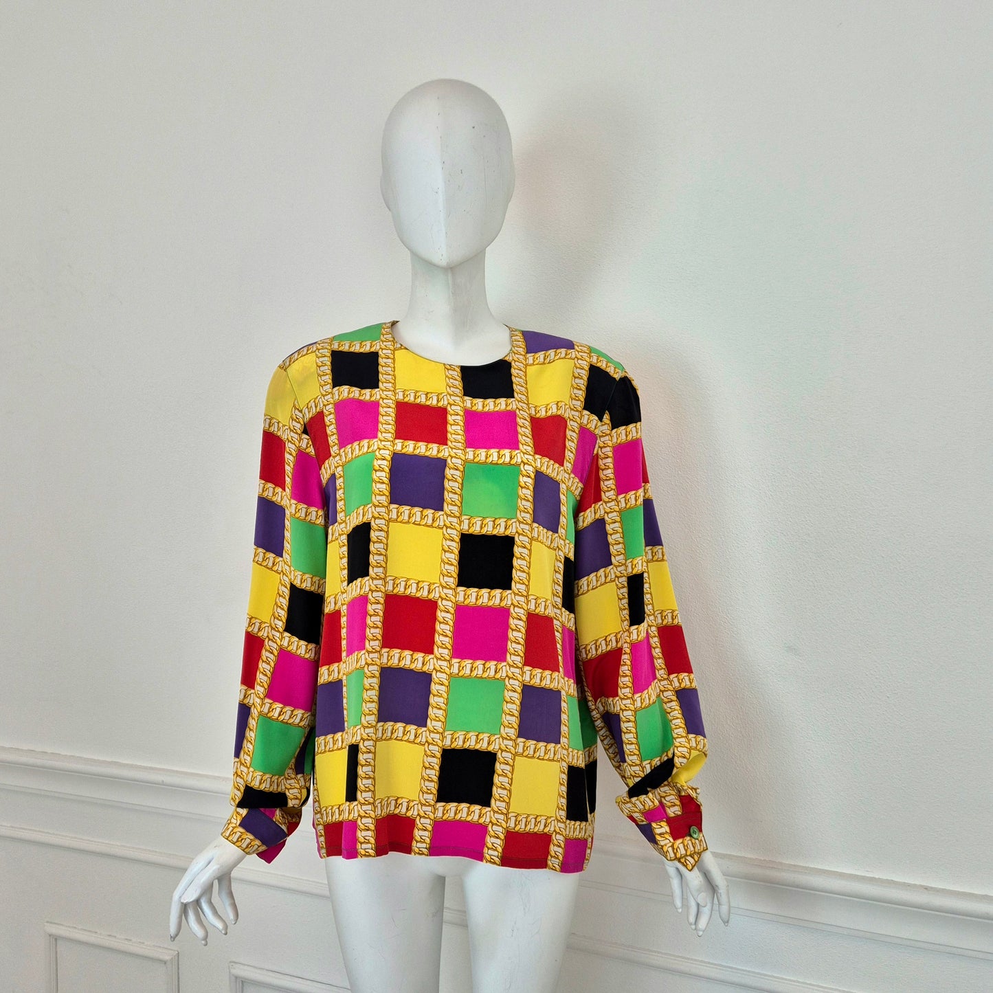 Celine | Blusa in seta stampa catene