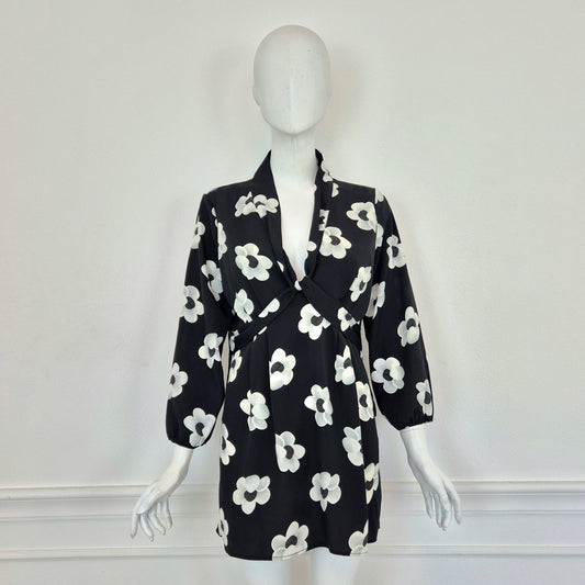 Alexander McQueen | Mini abito fiori bianconero