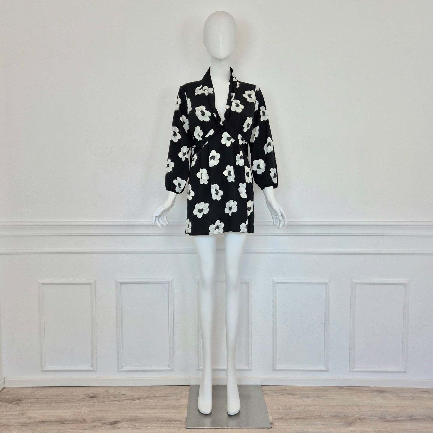 Alexander McQueen | Mini abito fiori bianconero