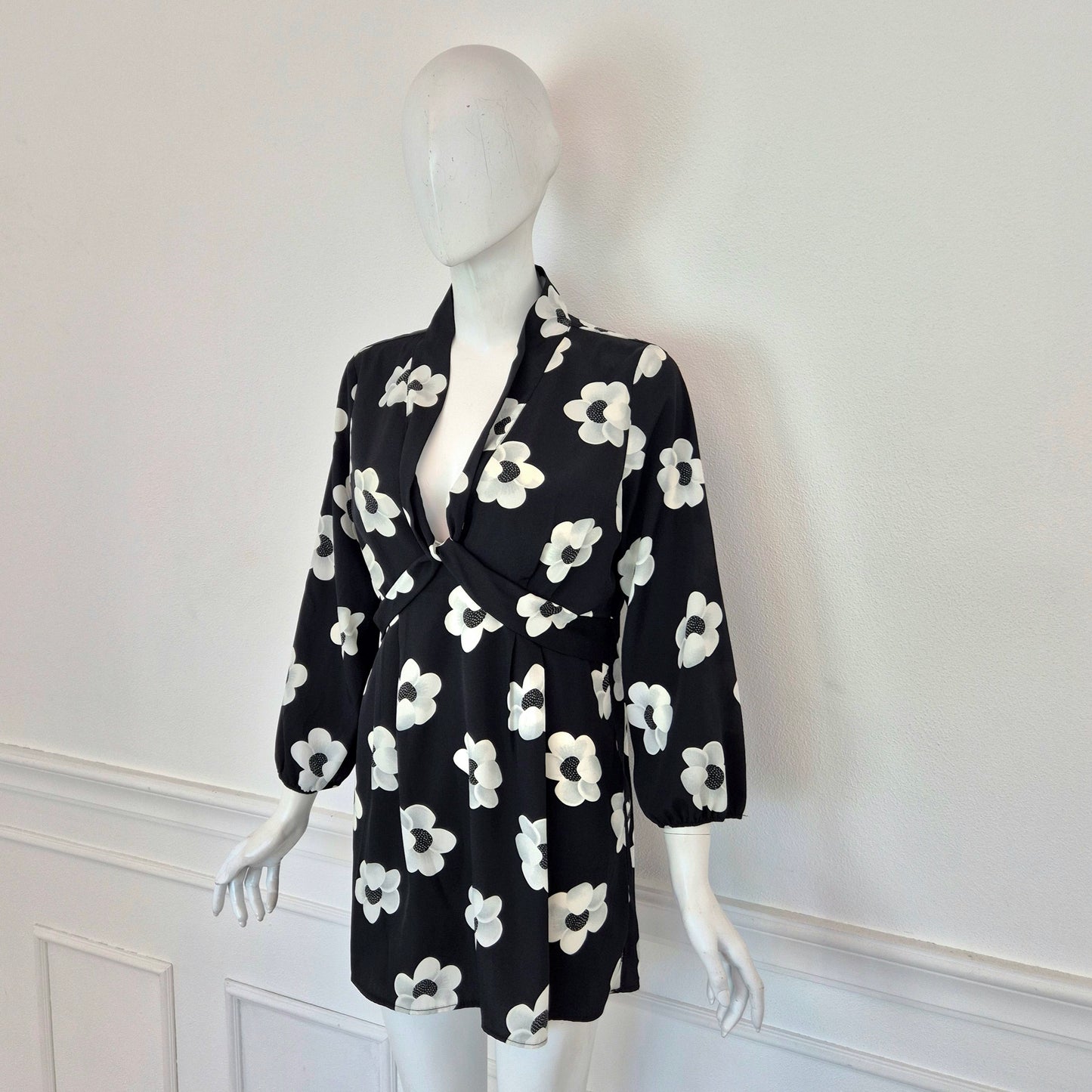 Alexander McQueen | Mini abito fiori bianconero