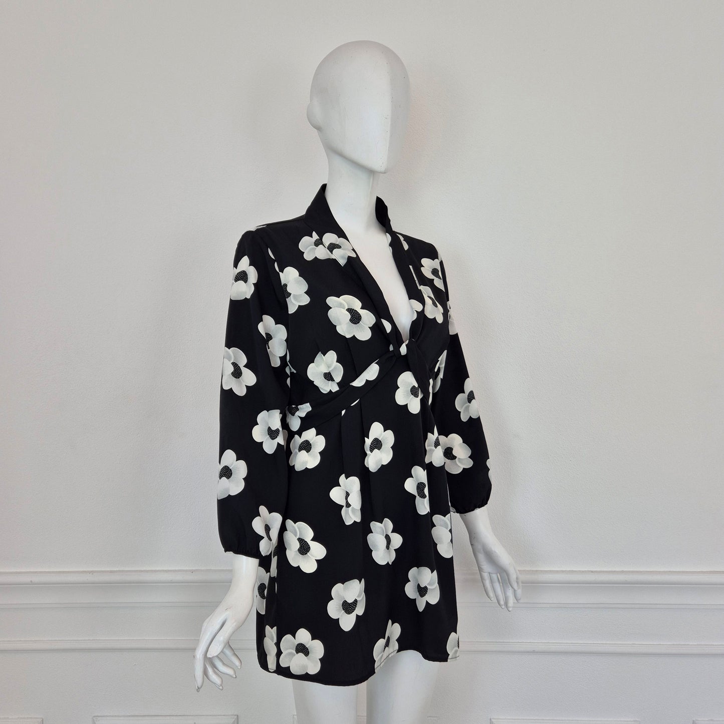 Alexander McQueen | Mini abito fiori bianconero