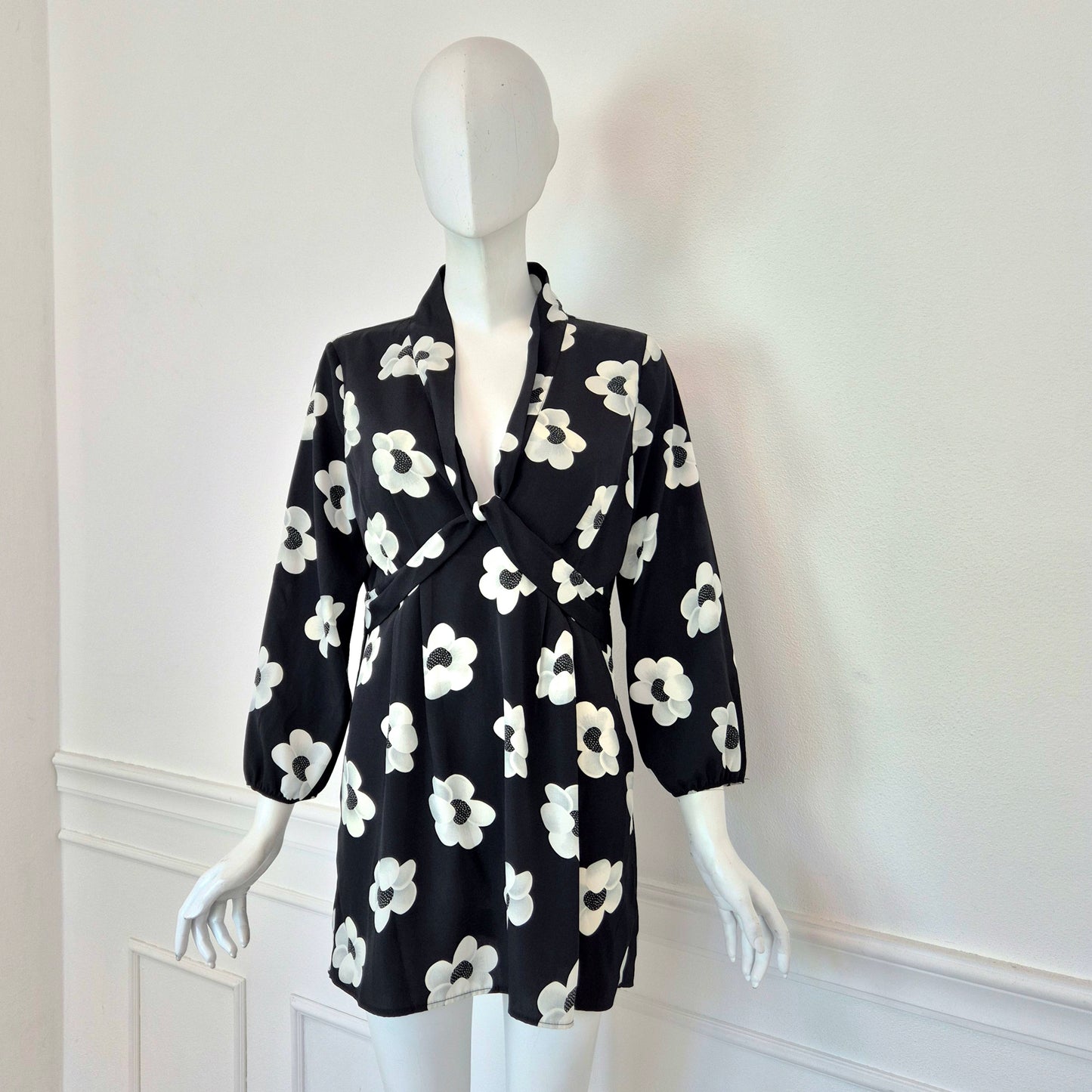 Alexander McQueen | Mini abito fiori bianconero