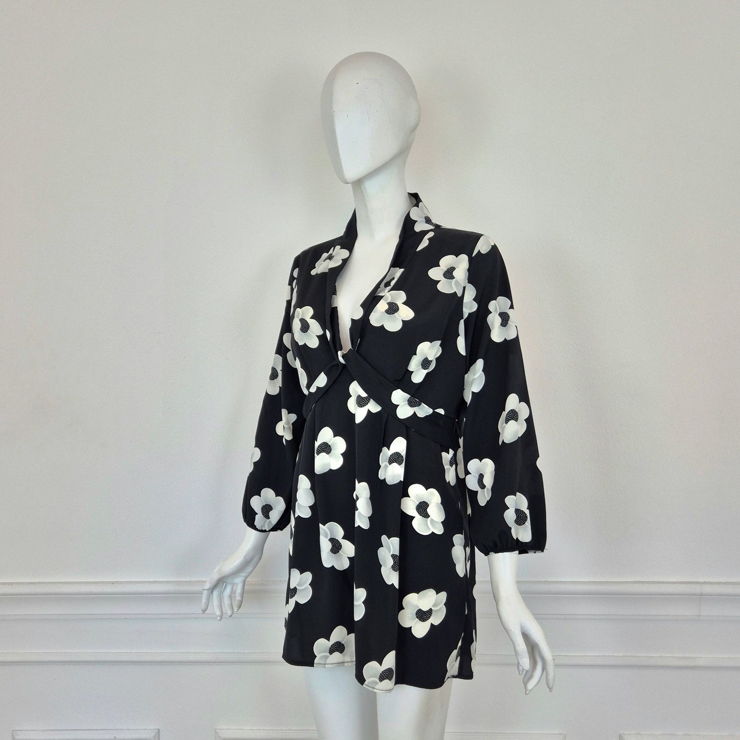 Alexander McQueen | Mini abito fiori bianconero