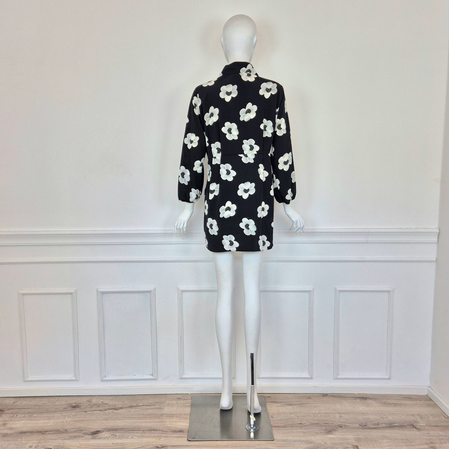 Alexander McQueen | Mini abito fiori bianconero