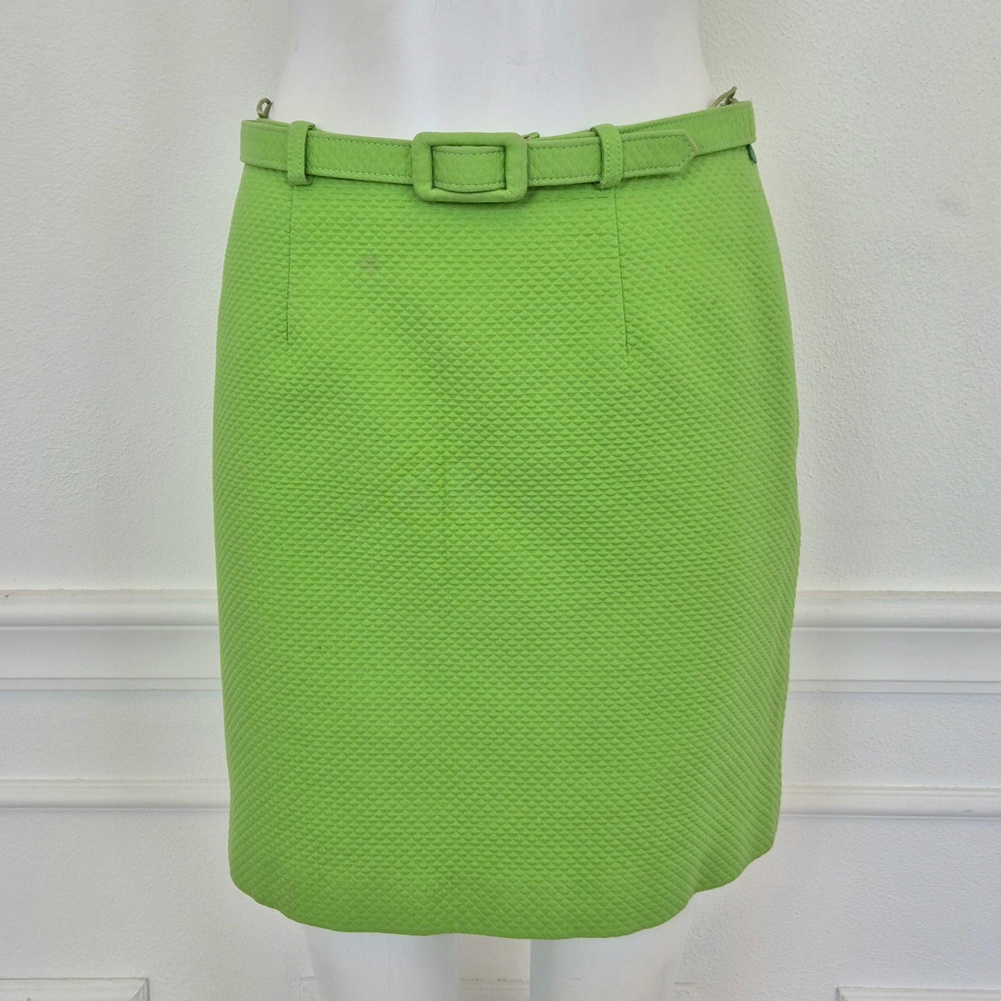 Moschino | Gonna verde acido piquet cotone