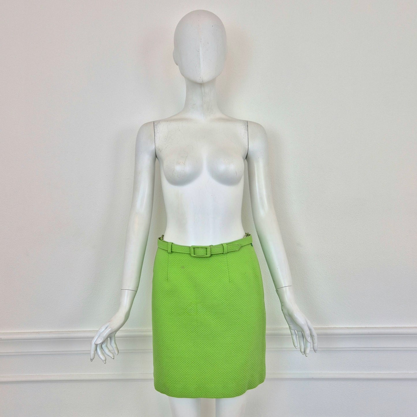 Moschino | Gonna verde acido piquet cotone