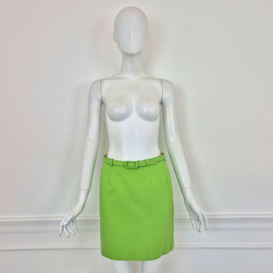 Moschino | Gonna verde acido piquet cotone