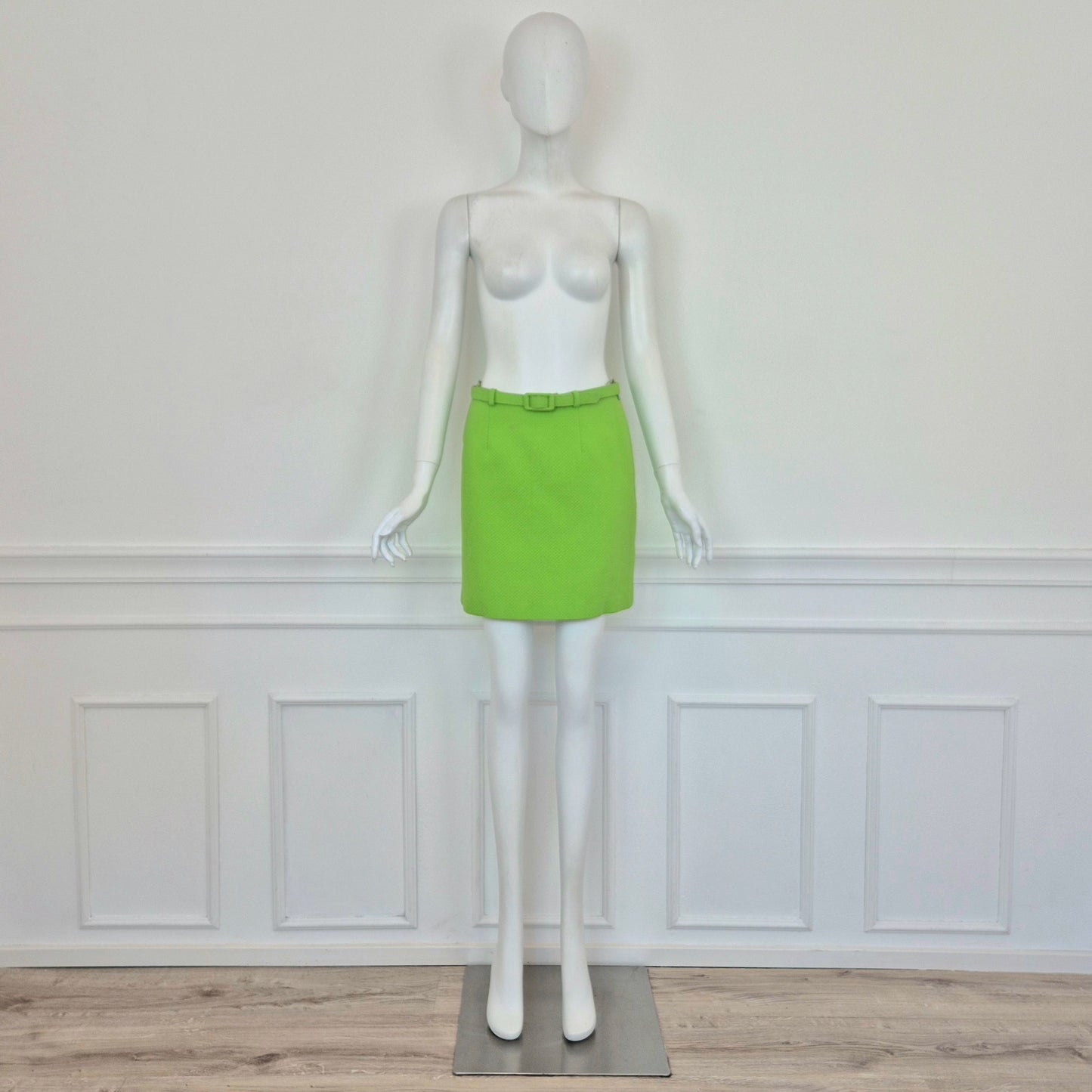 Moschino | Gonna verde acido piquet cotone