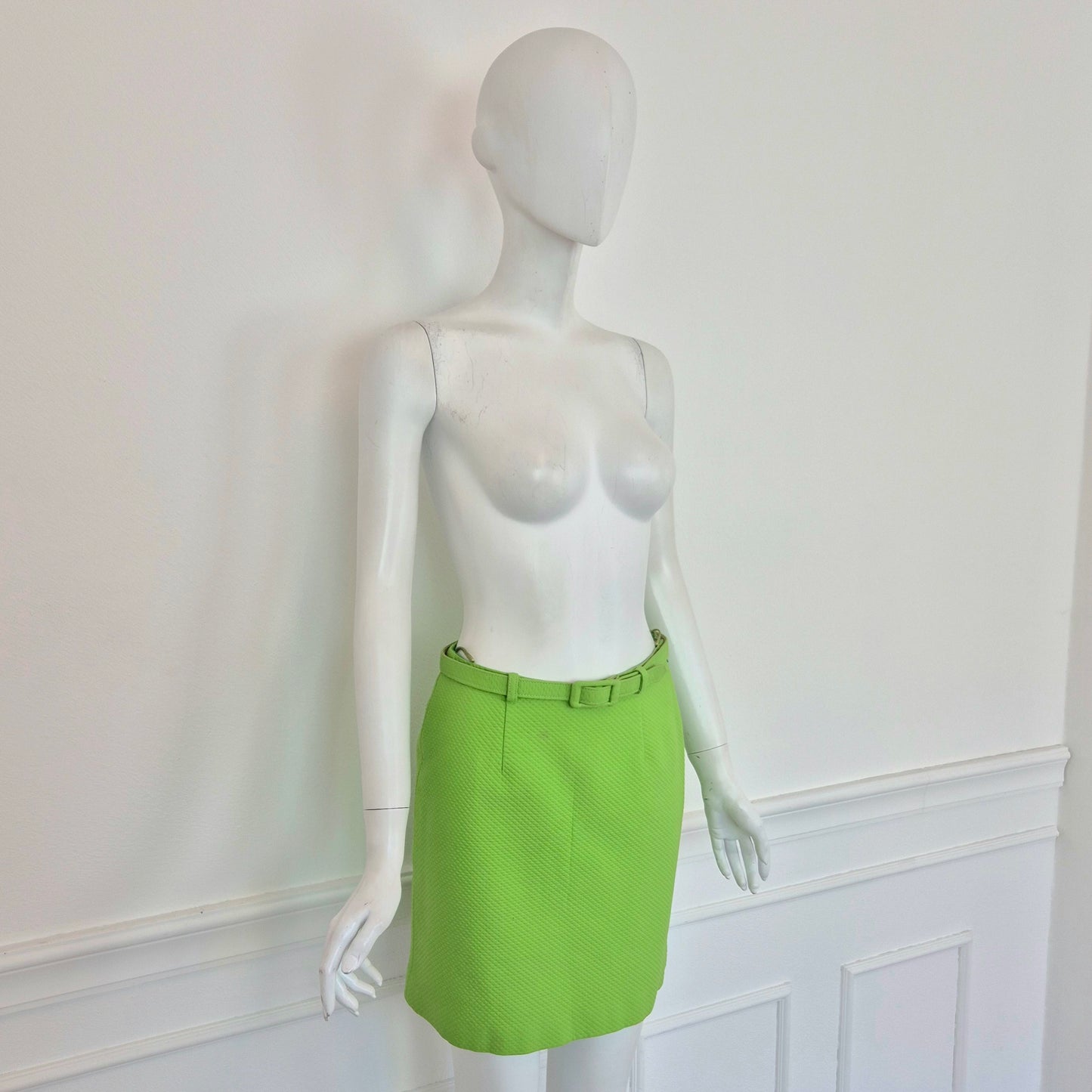 Moschino | Gonna verde acido piquet cotone