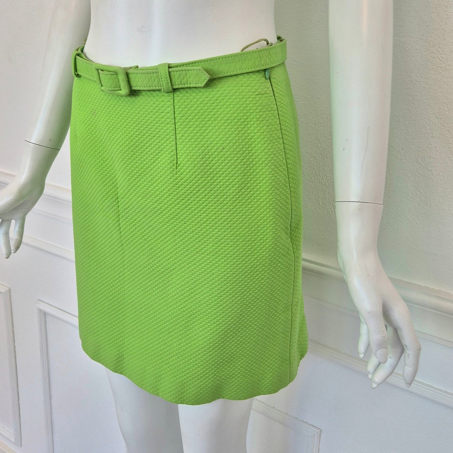 Moschino | Gonna verde acido piquet cotone