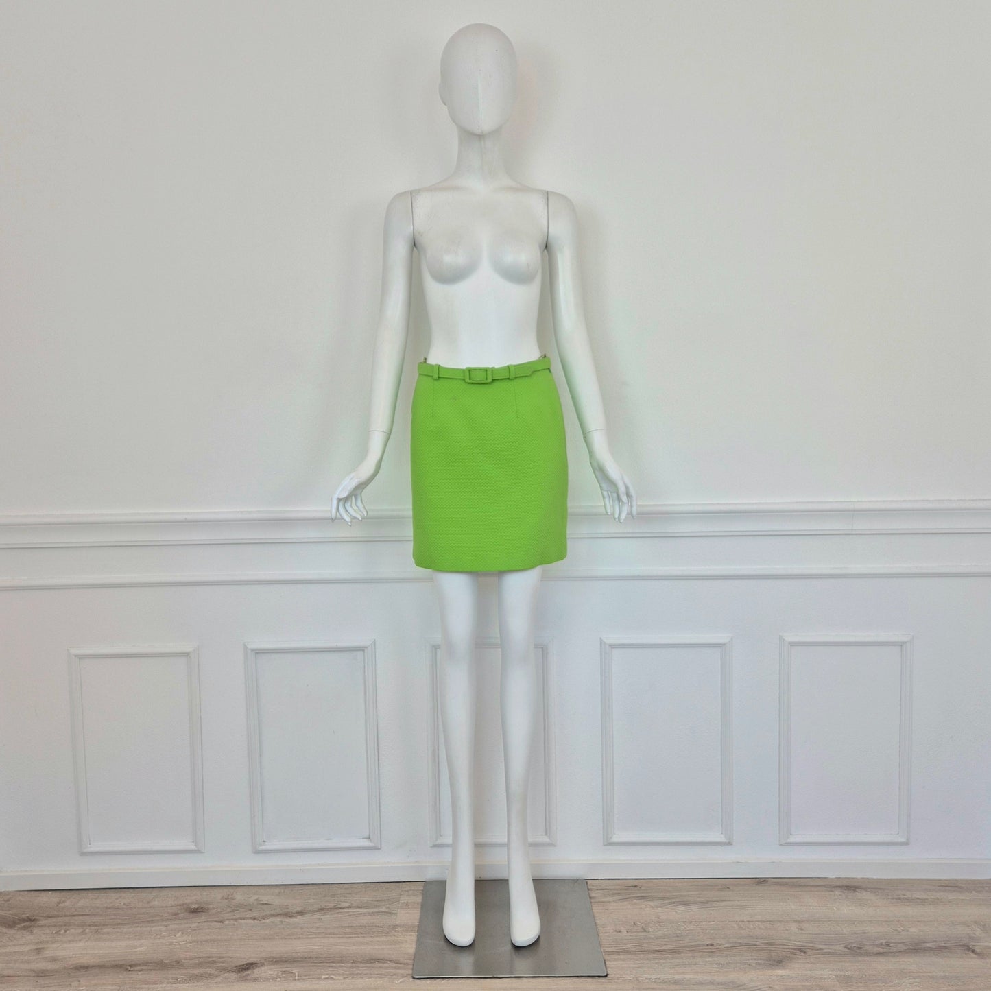 Moschino | Gonna verde acido piquet cotone