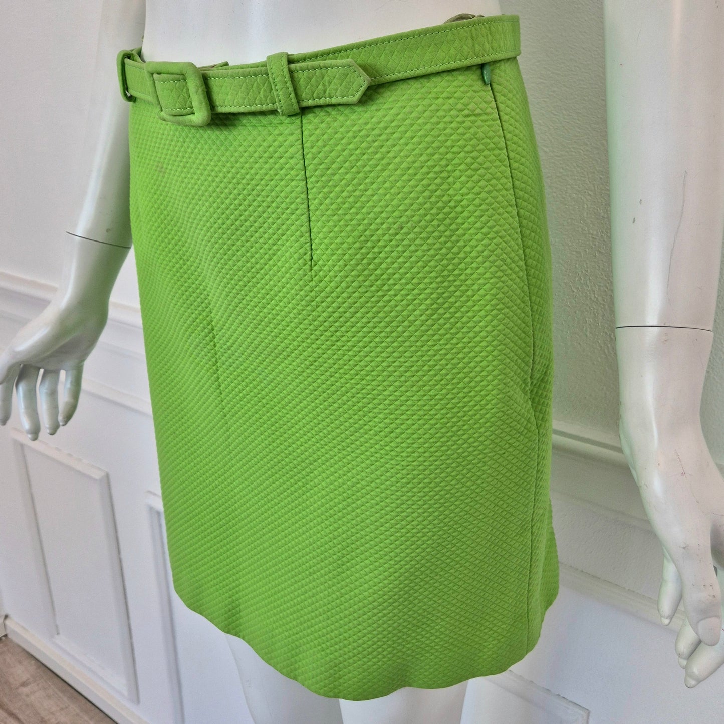 Moschino | Gonna verde acido piquet cotone