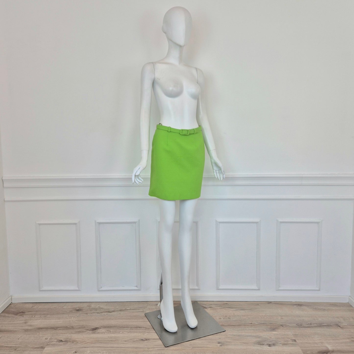 Moschino | Gonna verde acido piquet cotone