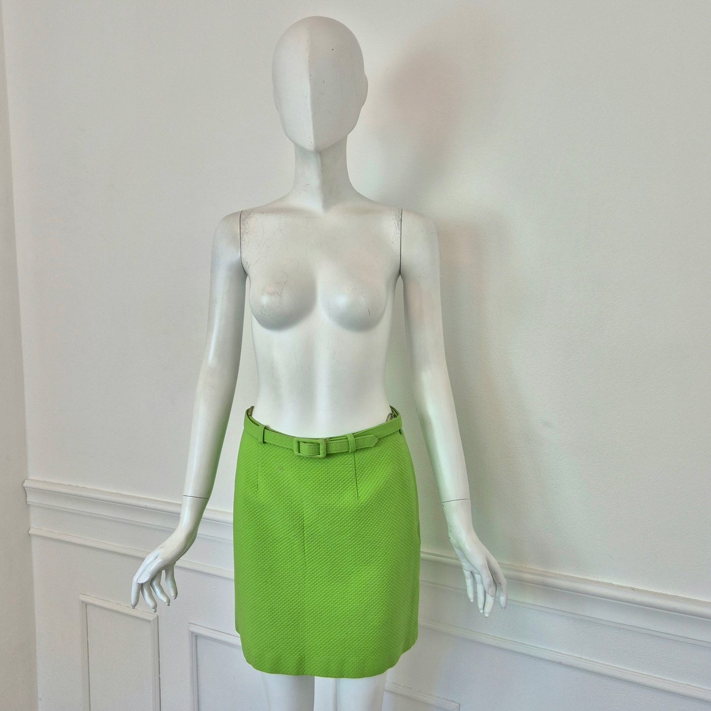 Moschino | Gonna verde acido piquet cotone