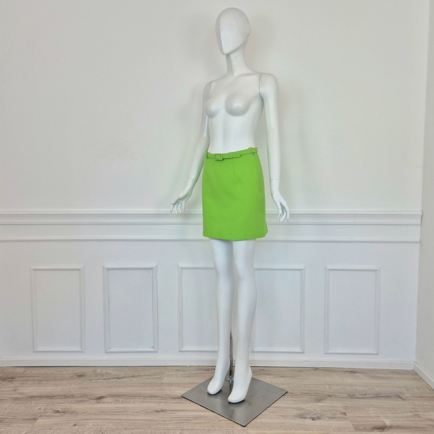 Moschino | Gonna verde acido piquet cotone