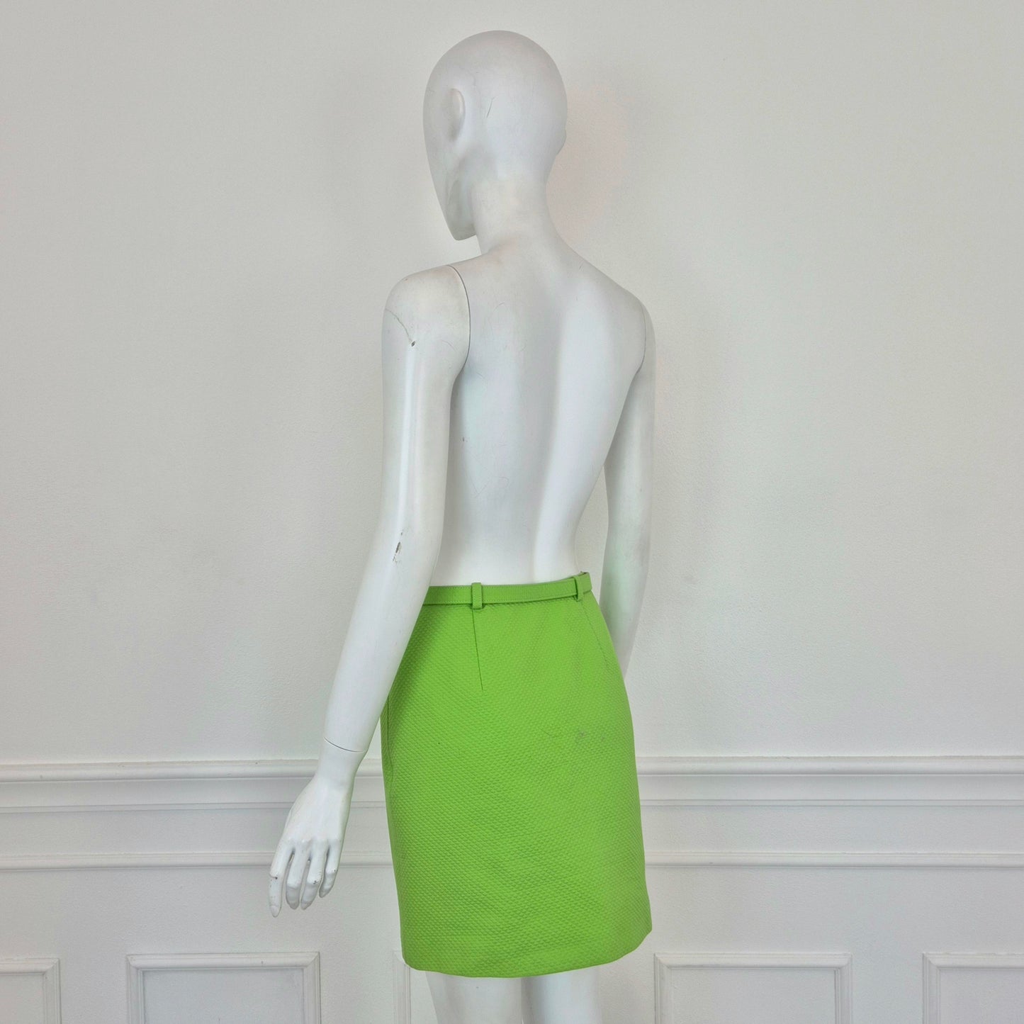 Moschino | Gonna verde acido piquet cotone