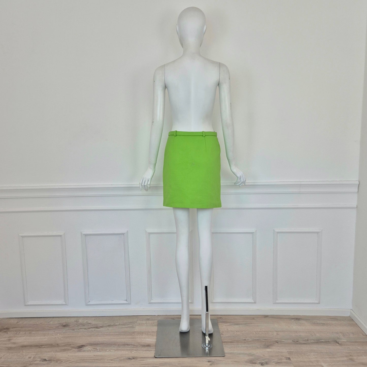 Moschino | Gonna verde acido piquet cotone