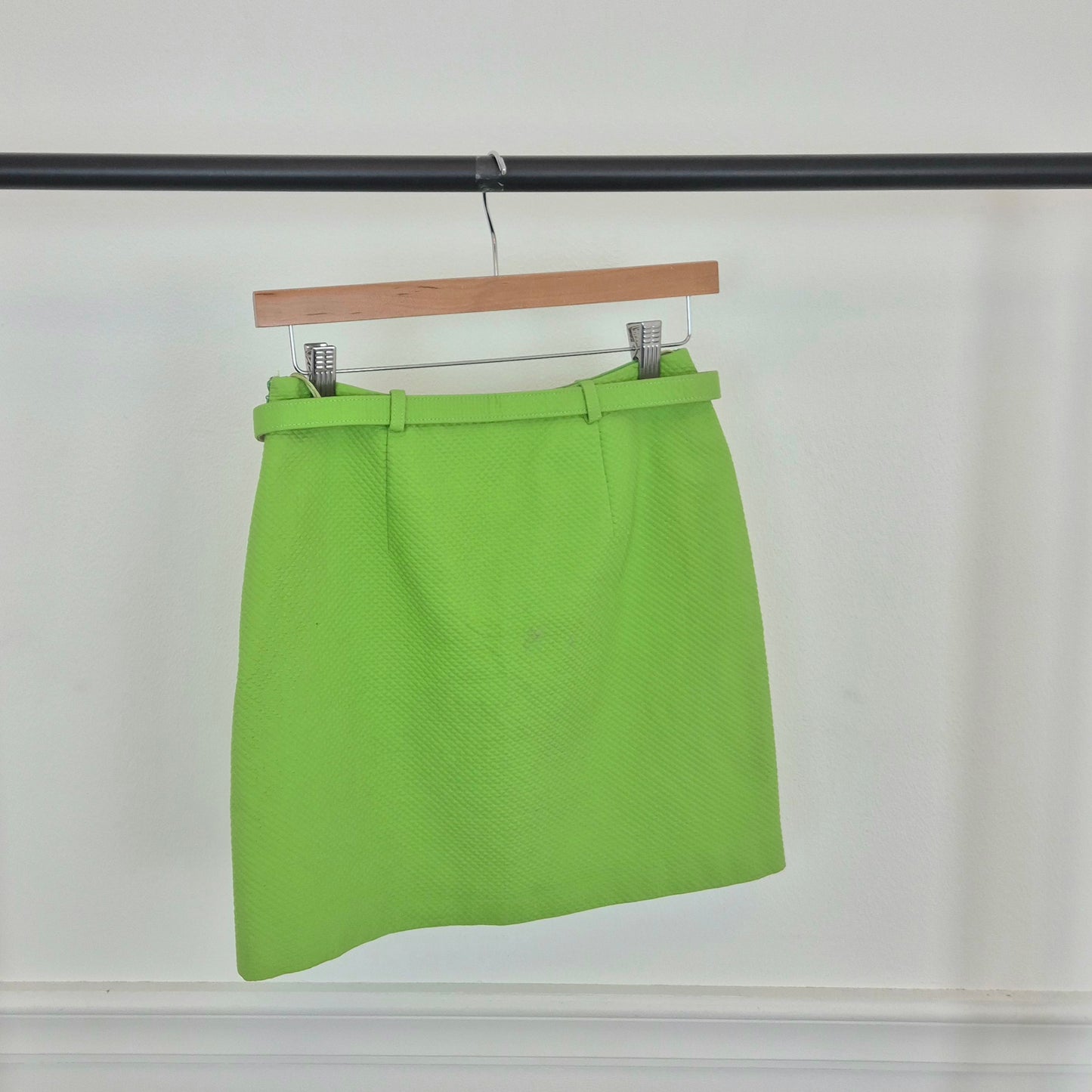 Moschino | Gonna verde acido piquet cotone