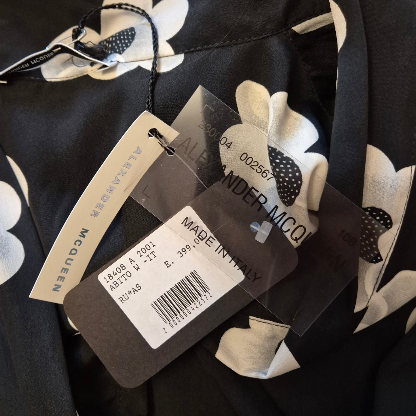 Alexander McQueen | Mini abito fiori bianconero