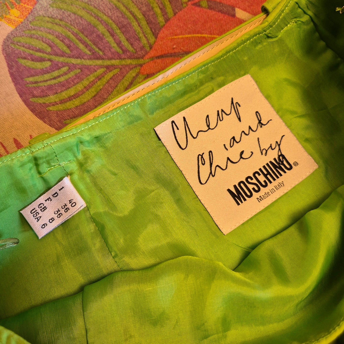 Moschino | Gonna verde acido piquet cotone