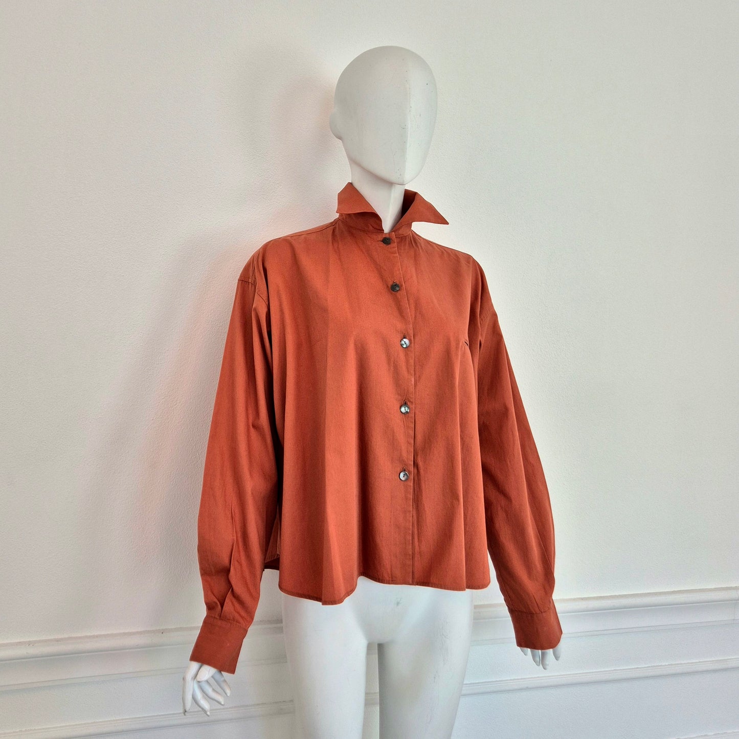 Romeo Gigli | Camicia arancione 1990 bottoni madreperla