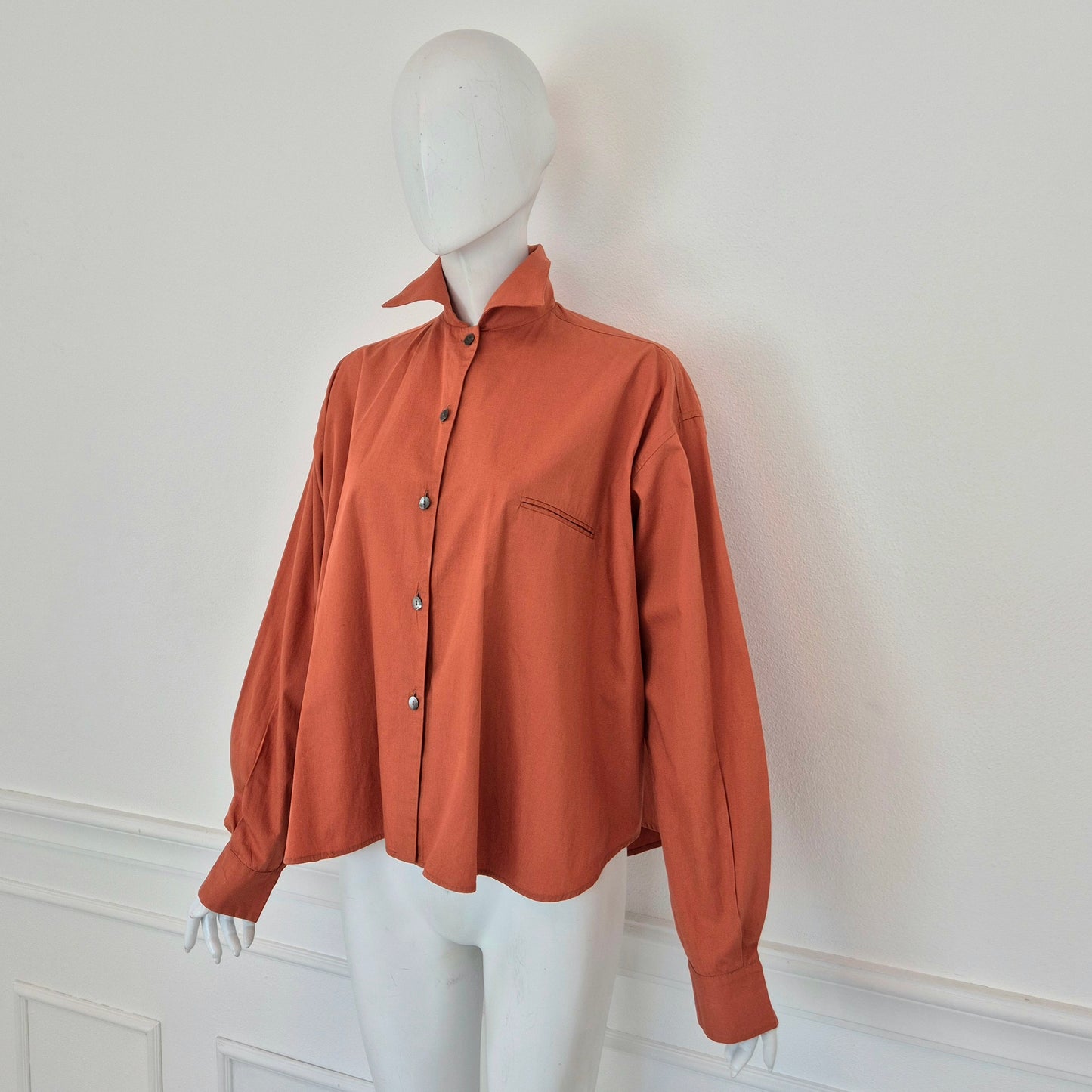 Romeo Gigli | Camicia arancione 1990 bottoni madreperla