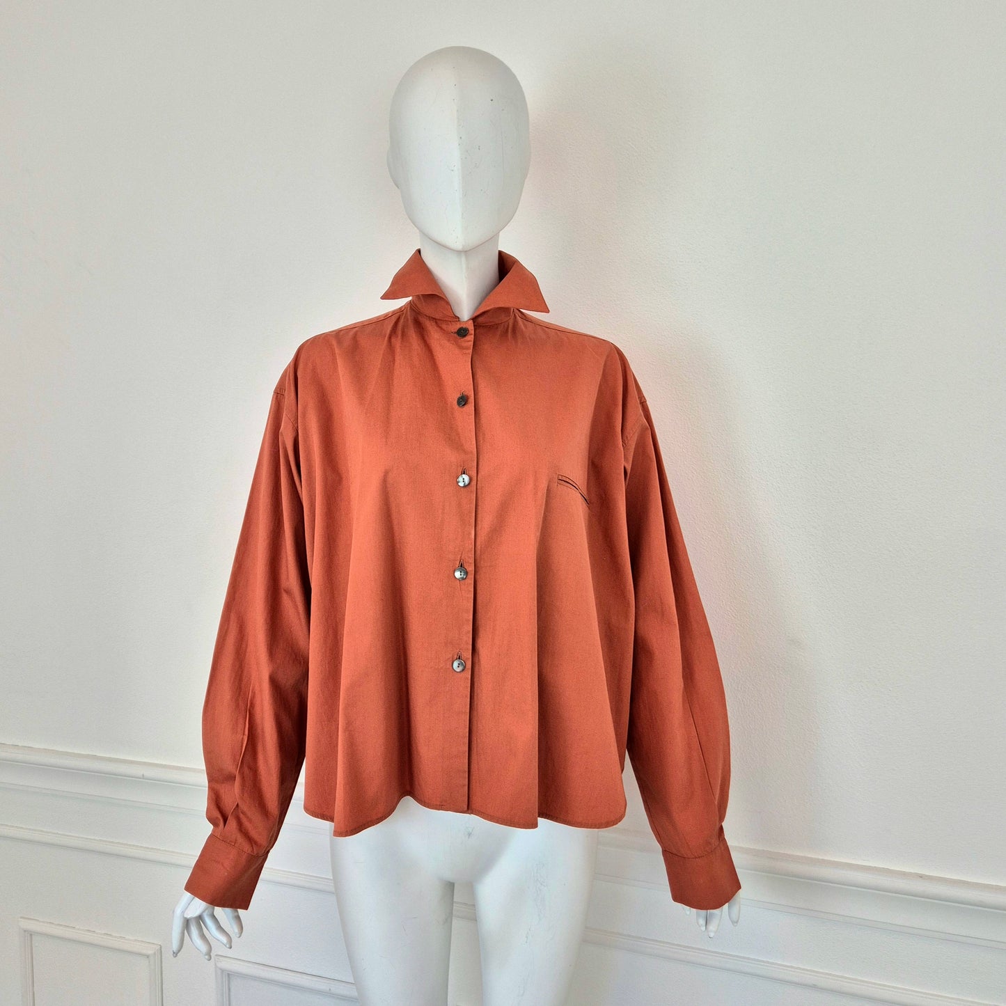 Romeo Gigli | Camicia arancione 1990 bottoni madreperla