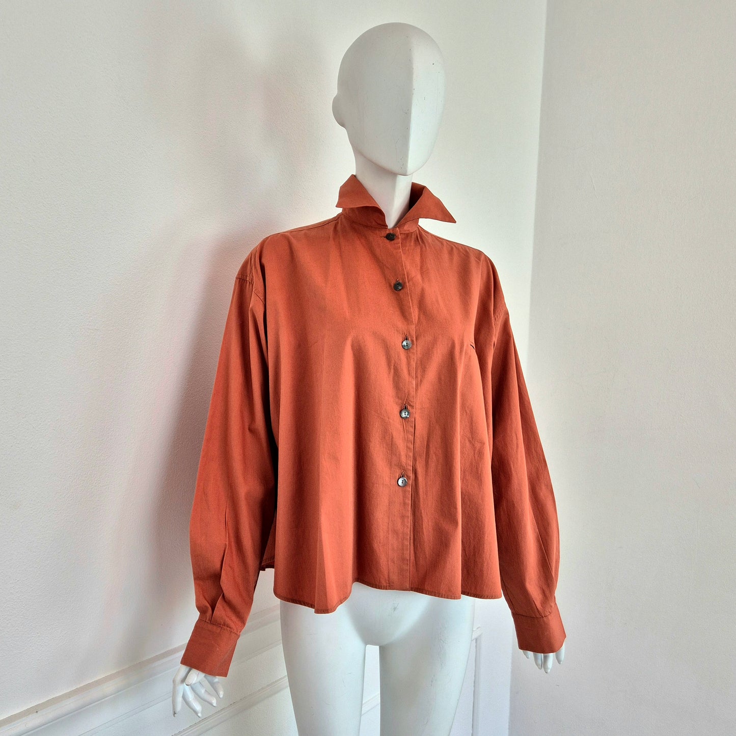 Romeo Gigli | Camicia arancione 1990 bottoni madreperla